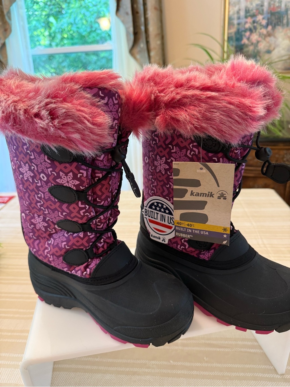 Kamik Pink and Purple Patterned Girls' Winter Boots